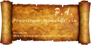 Preininger Anasztázia névjegykártya